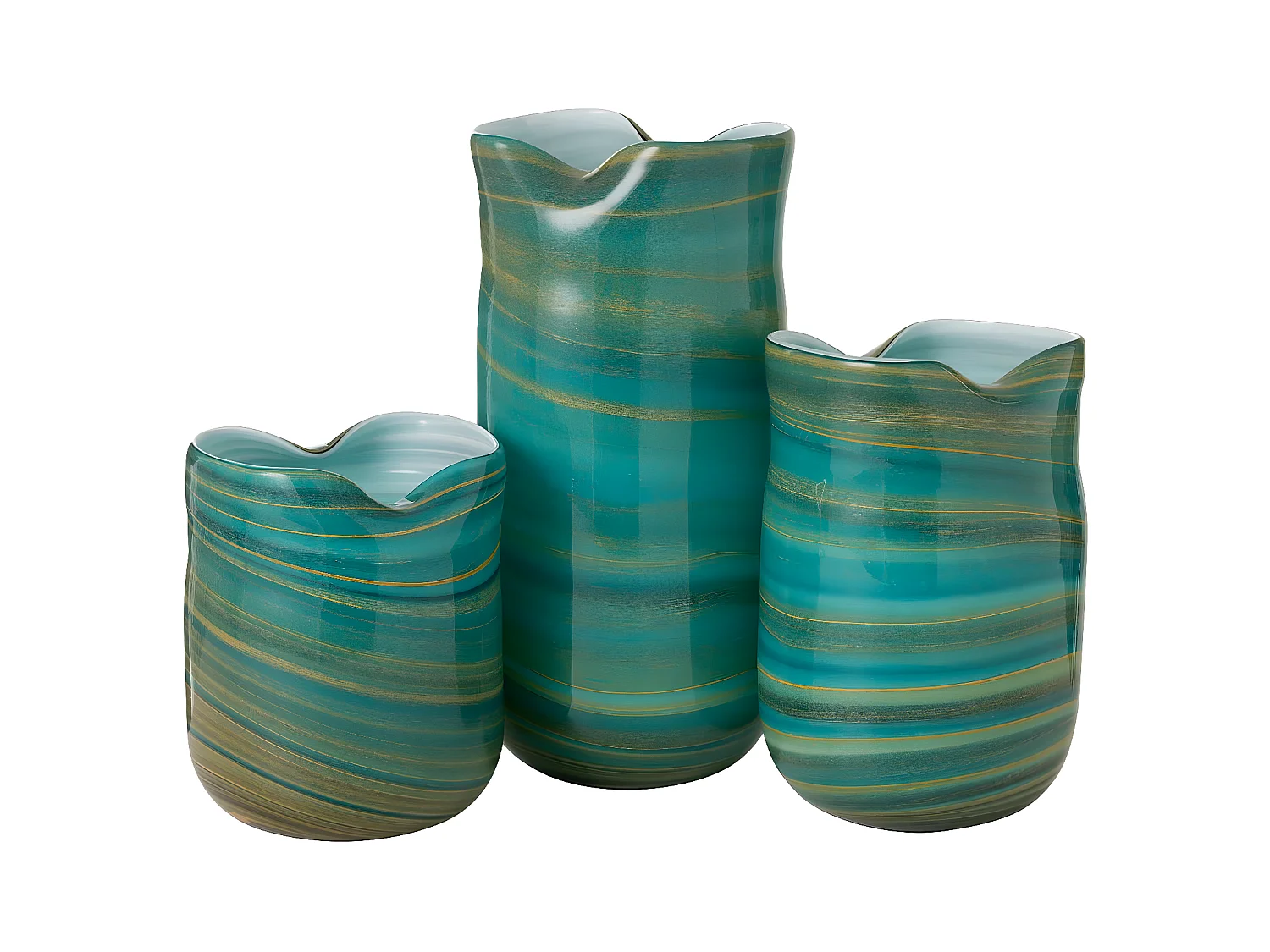 Vase Design en Verre "Vague" 20cm Bleu Azur