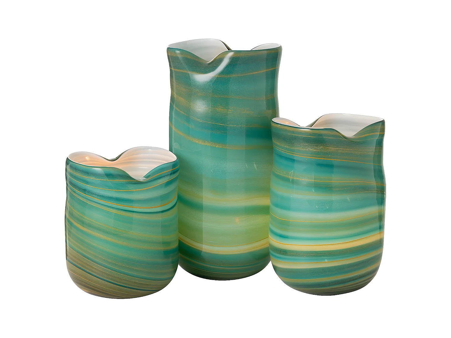 Vase Design en Verre "Vague" 20cm Bleu Azur