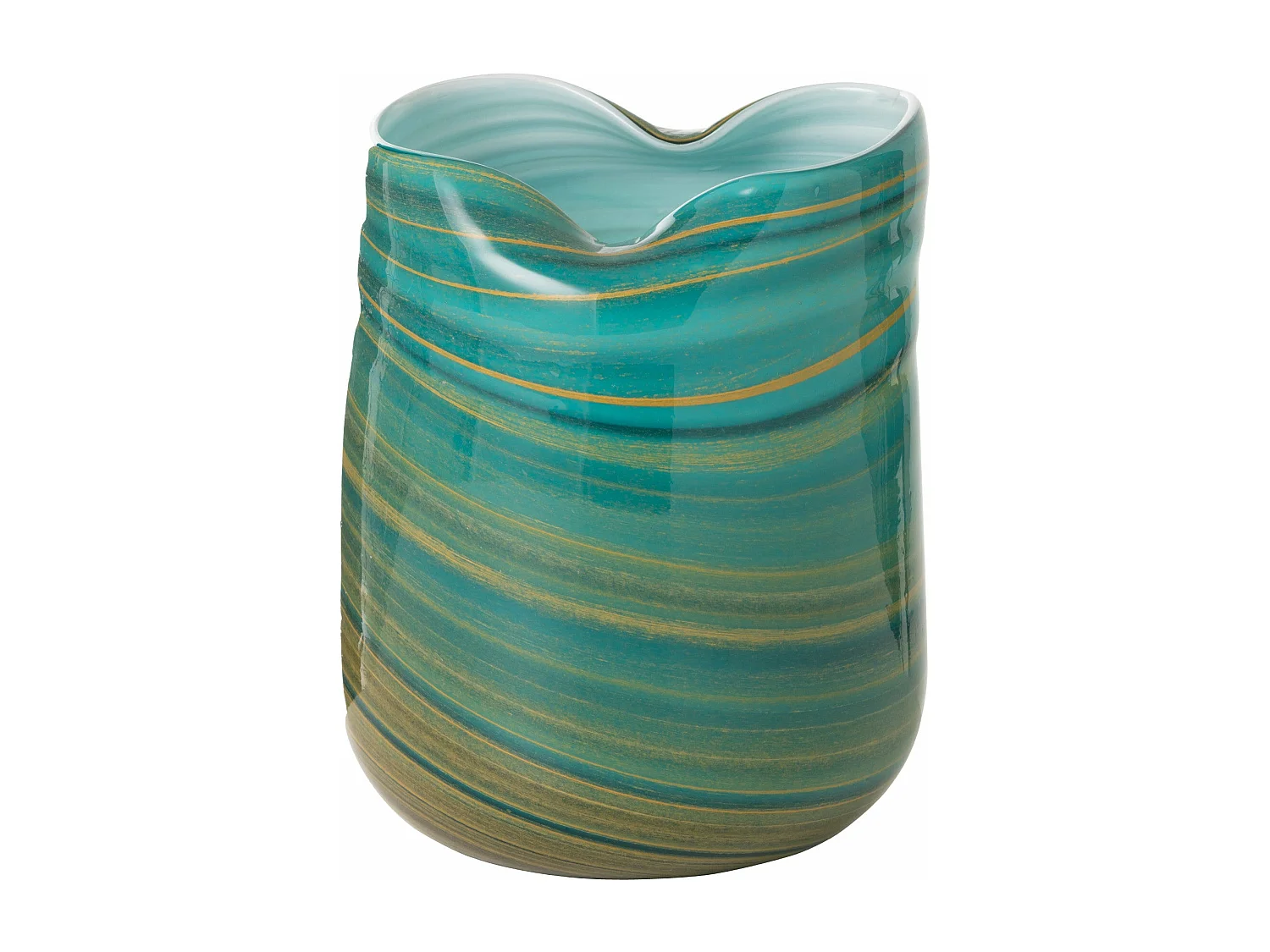 Vase Design en Verre "Vague" 20cm Bleu Azur