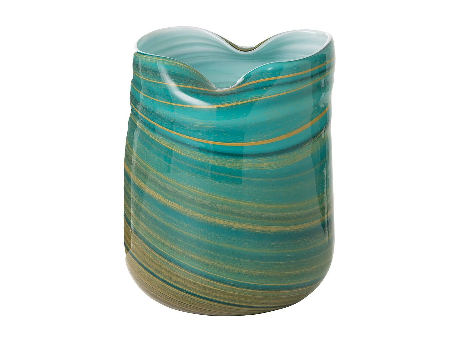 Vase Design en Verre "Vague" 20cm Bleu Azur