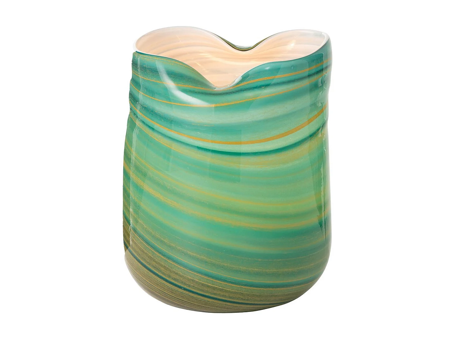 Vase Design en Verre "Vague" 20cm Bleu Azur