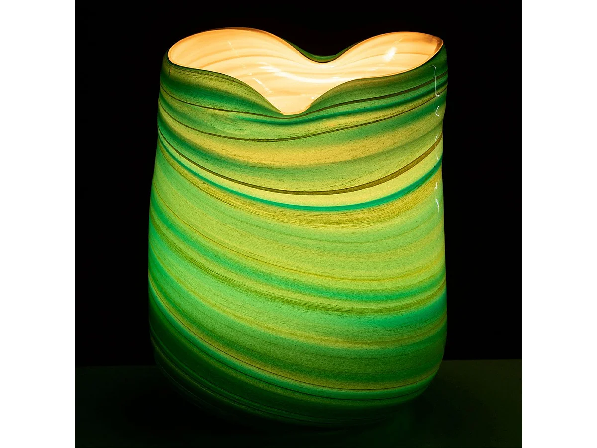 Vase Design en Verre "Vague" 20cm Bleu Azur