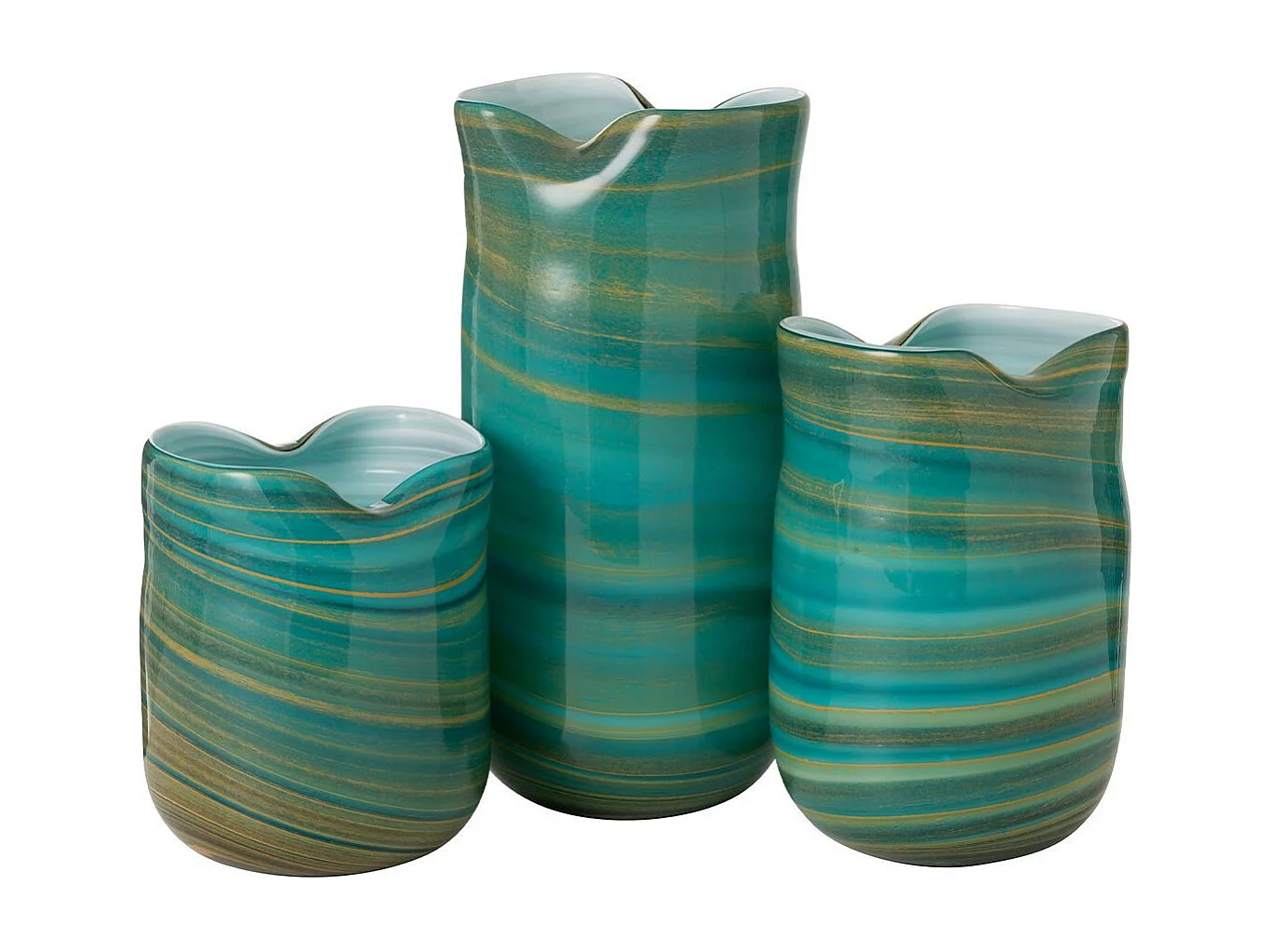 Vase Design en Verre "Vague" 20cm Bleu Azur