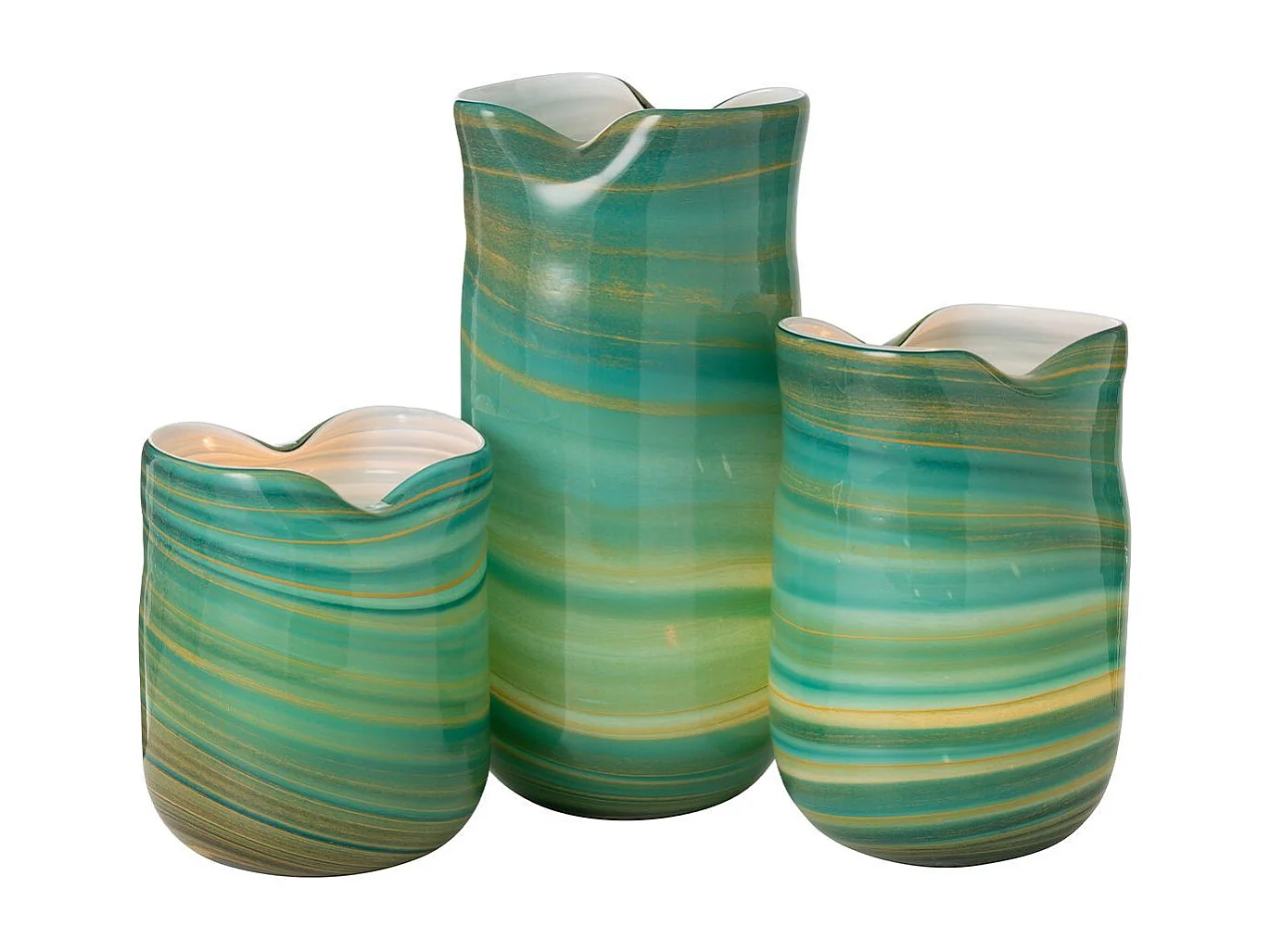 Vase Design en Verre "Vague" 20cm Bleu Azur