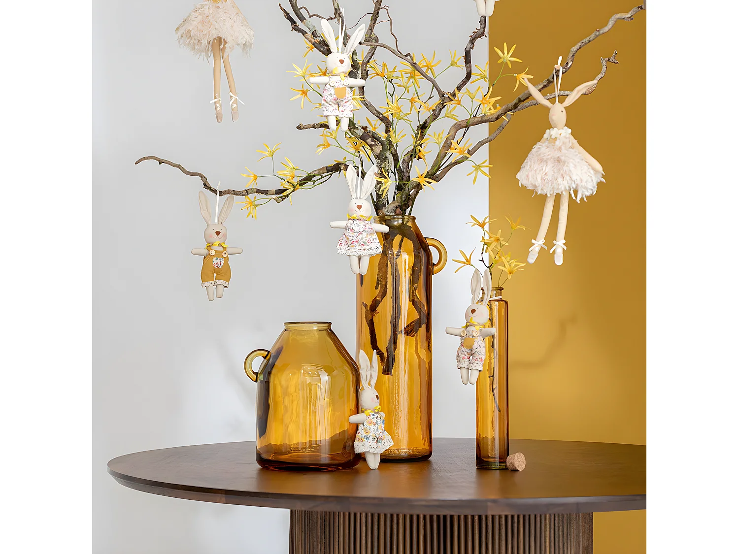 Vase Anse en Verre "Bouteille" 45cm Ocre