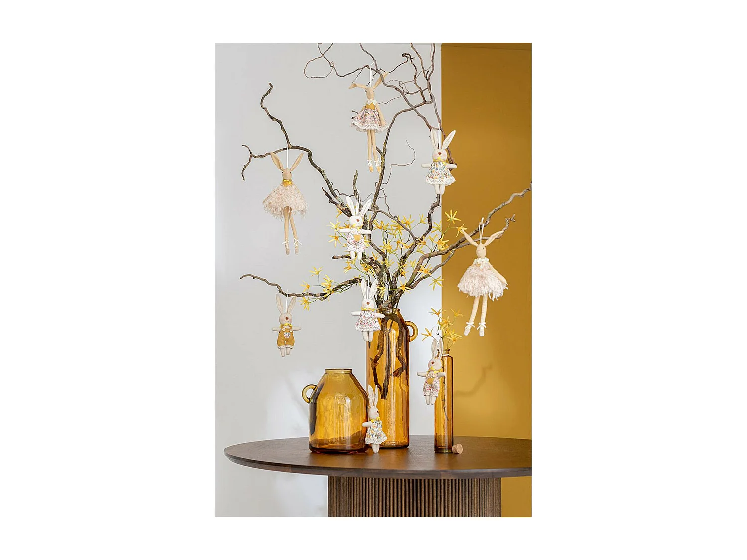 Vase Anse en Verre "Bouteille" 45cm Ocre