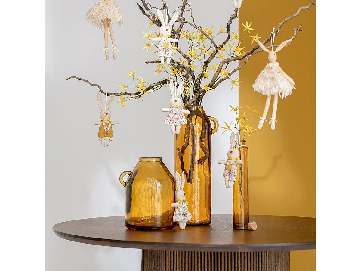 Vase Anse en Verre "Bouteille" 45cm Ocre