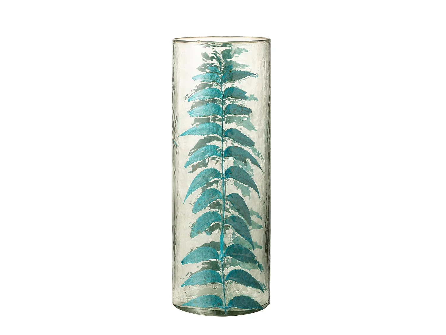 Vase Design en Verre "Feuille" 42cm Bleu