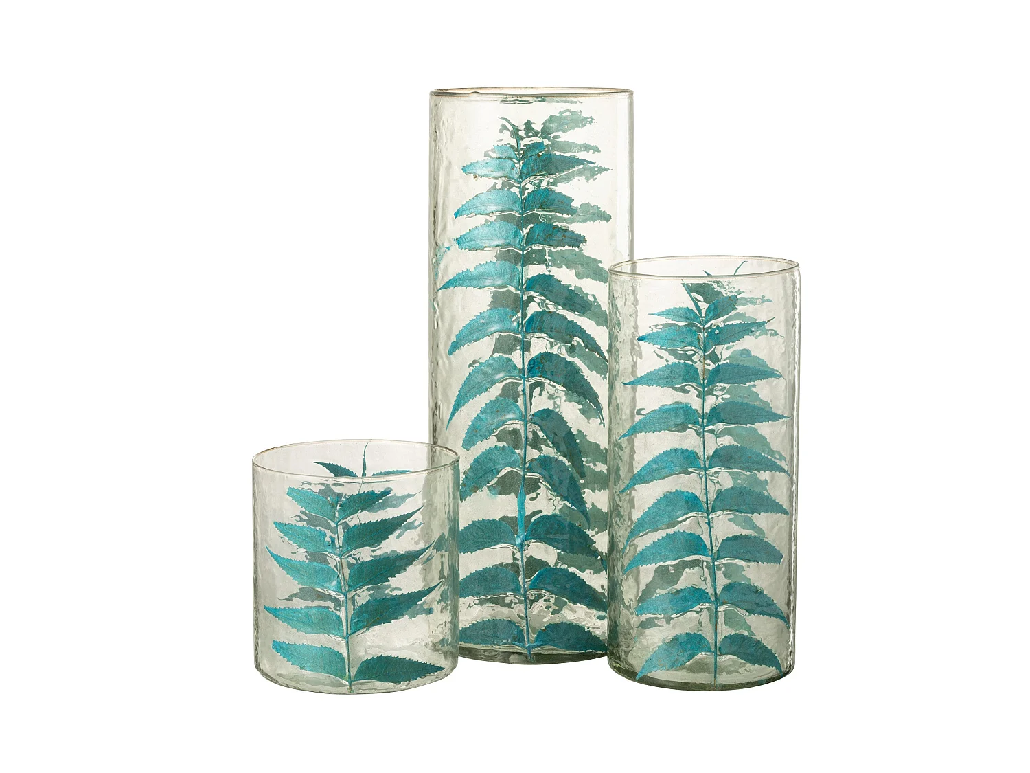 Vase Design en Verre "Feuille" 42cm Bleu