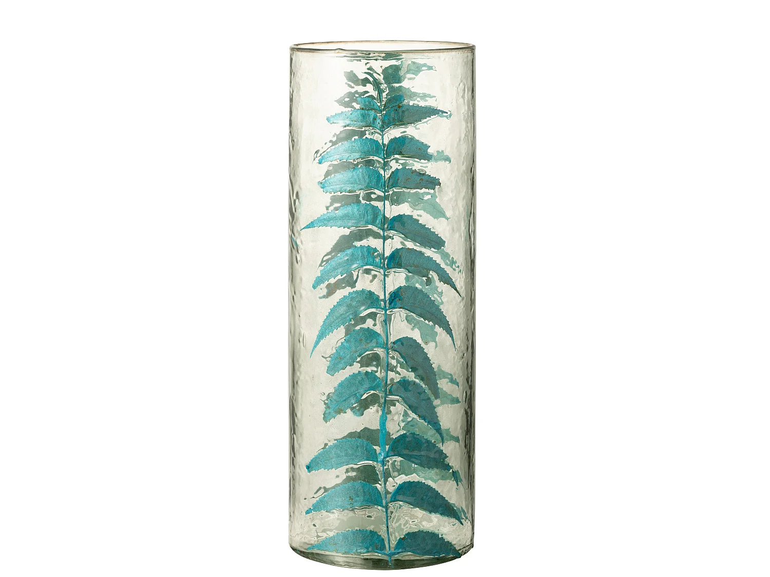 Vase Design en Verre "Feuille" 42cm Bleu