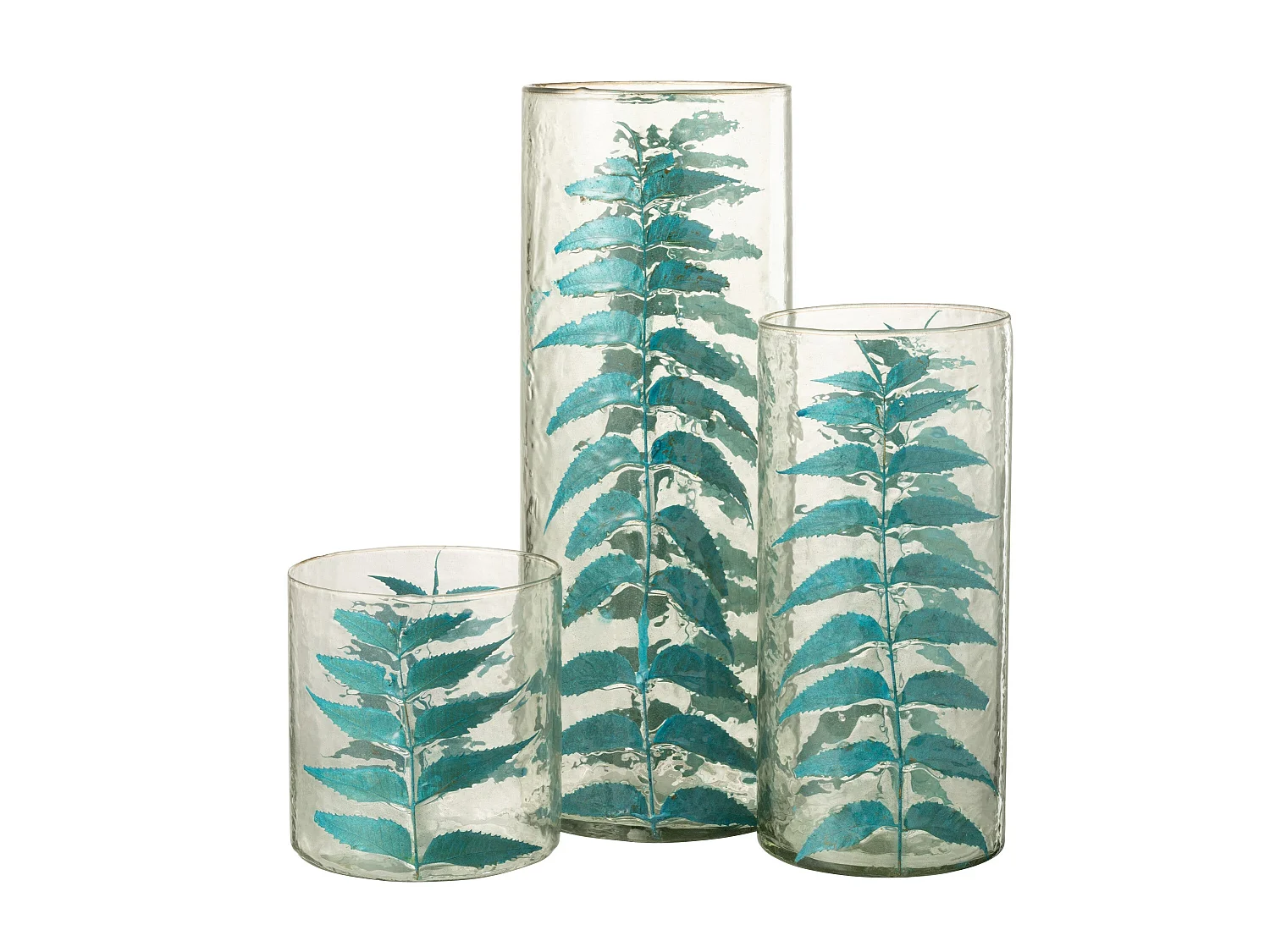 Vase Design en Verre "Feuille" 42cm Bleu