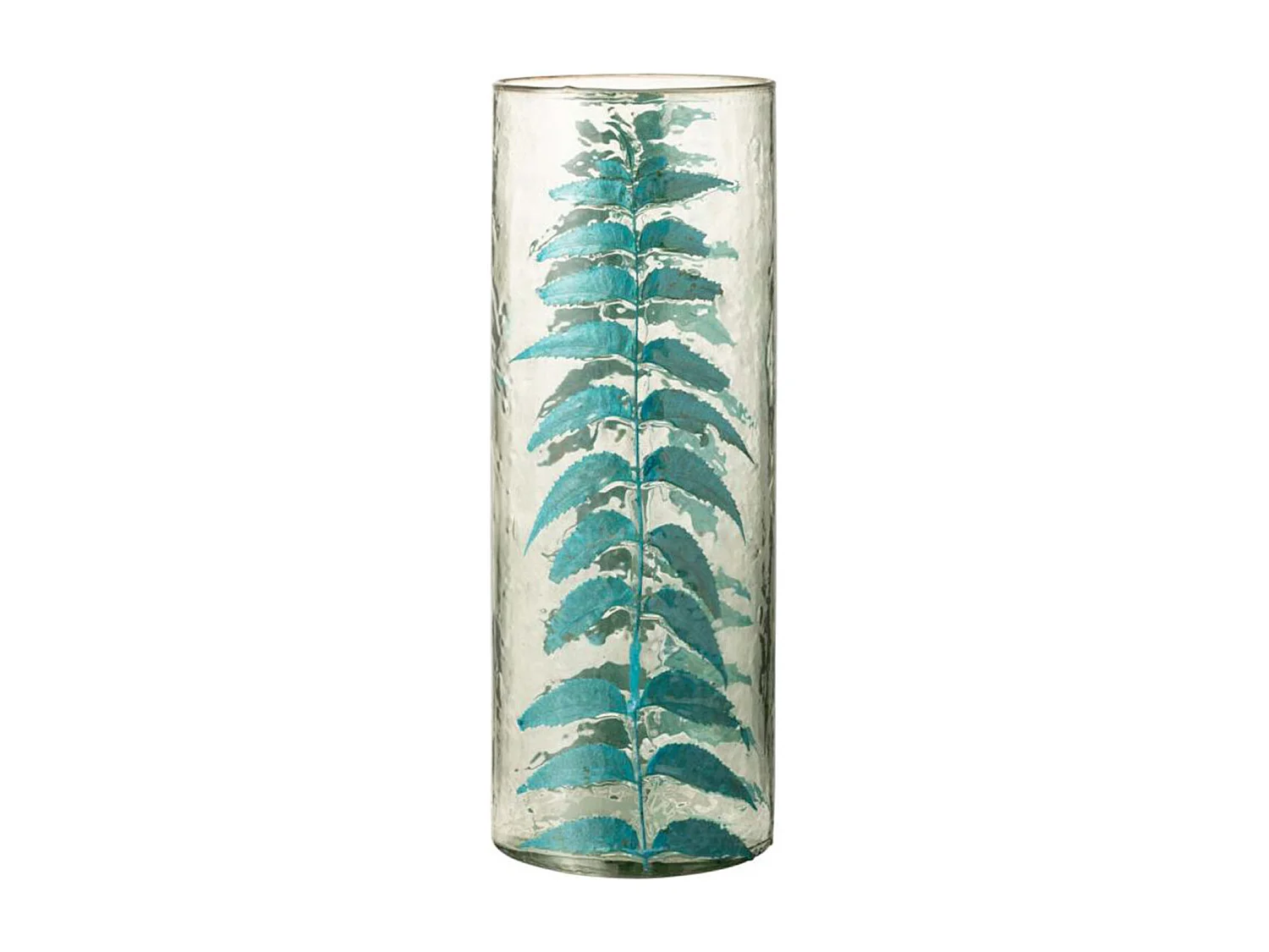Vase Design en Verre "Feuille" 42cm Bleu
