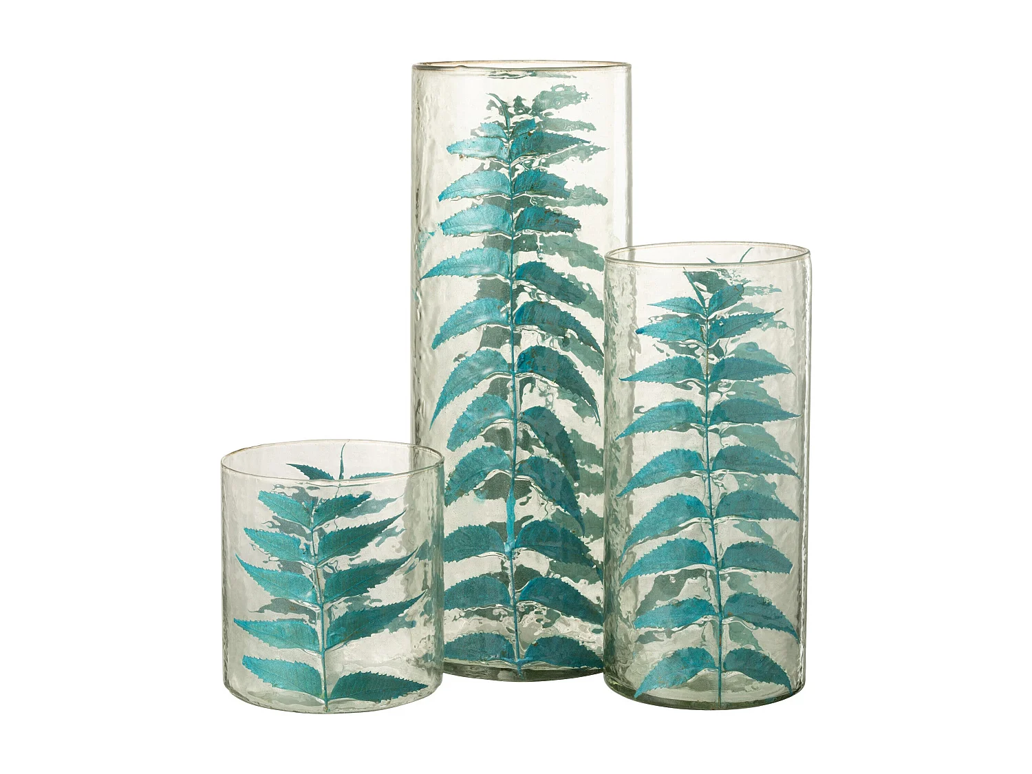 Vase Design en Verre "Feuille" 42cm Bleu