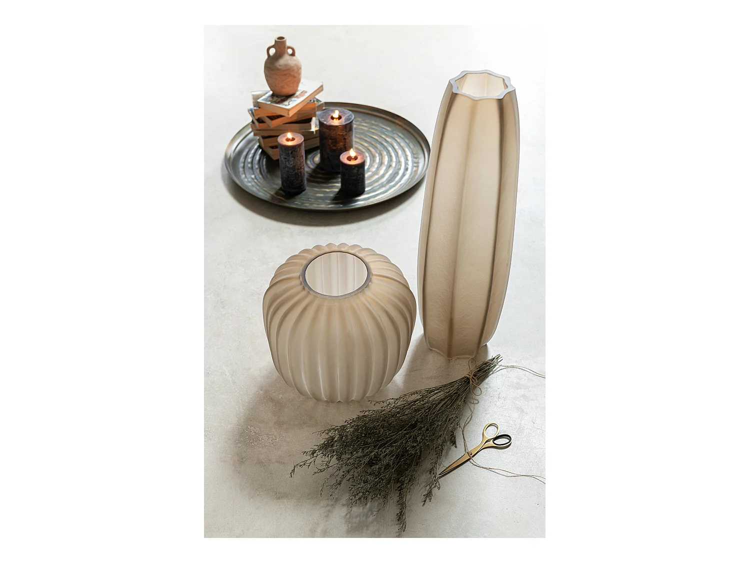 Vase Design en Verre Ligne "Hayden" 62cm Marron Clair