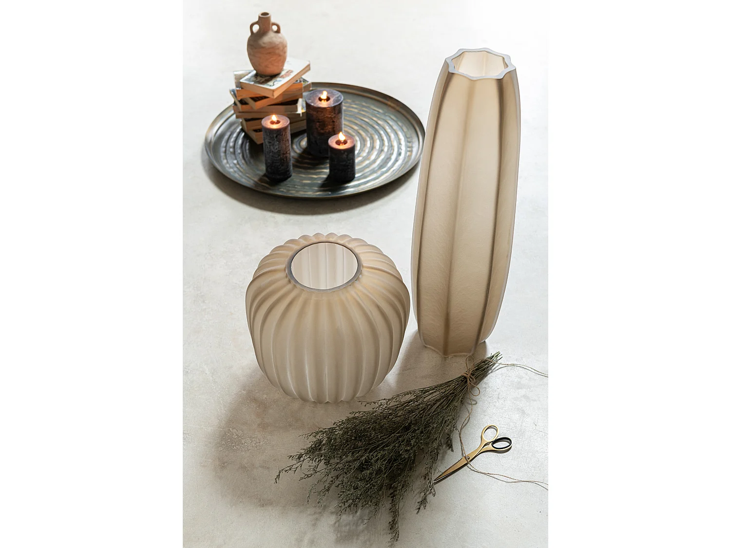 Vase Design en Verre Ligne "Hayden" 62cm Marron Clair