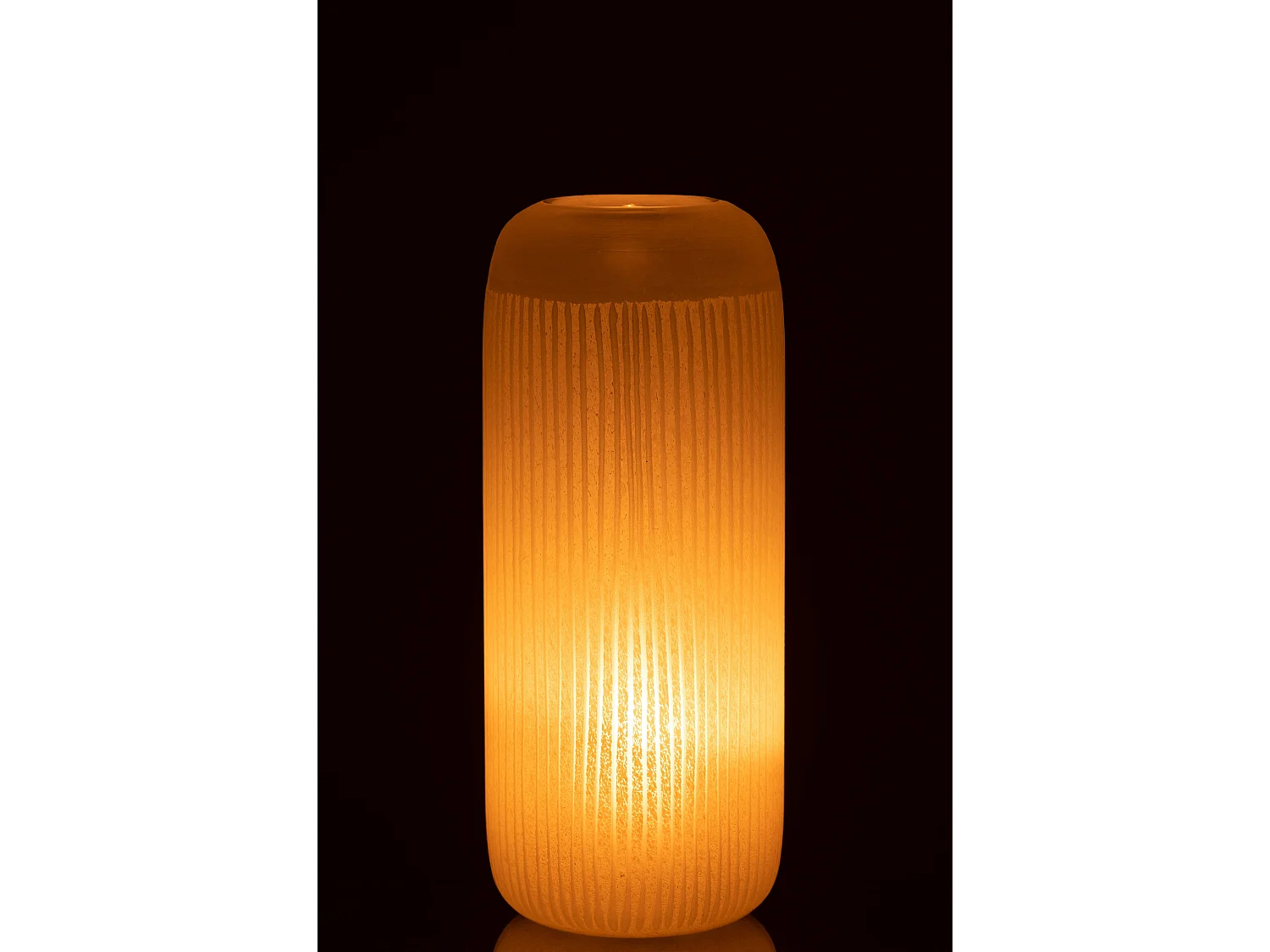 Vase Design en Verre Lignes "Carla" 34cm Jaune Clair