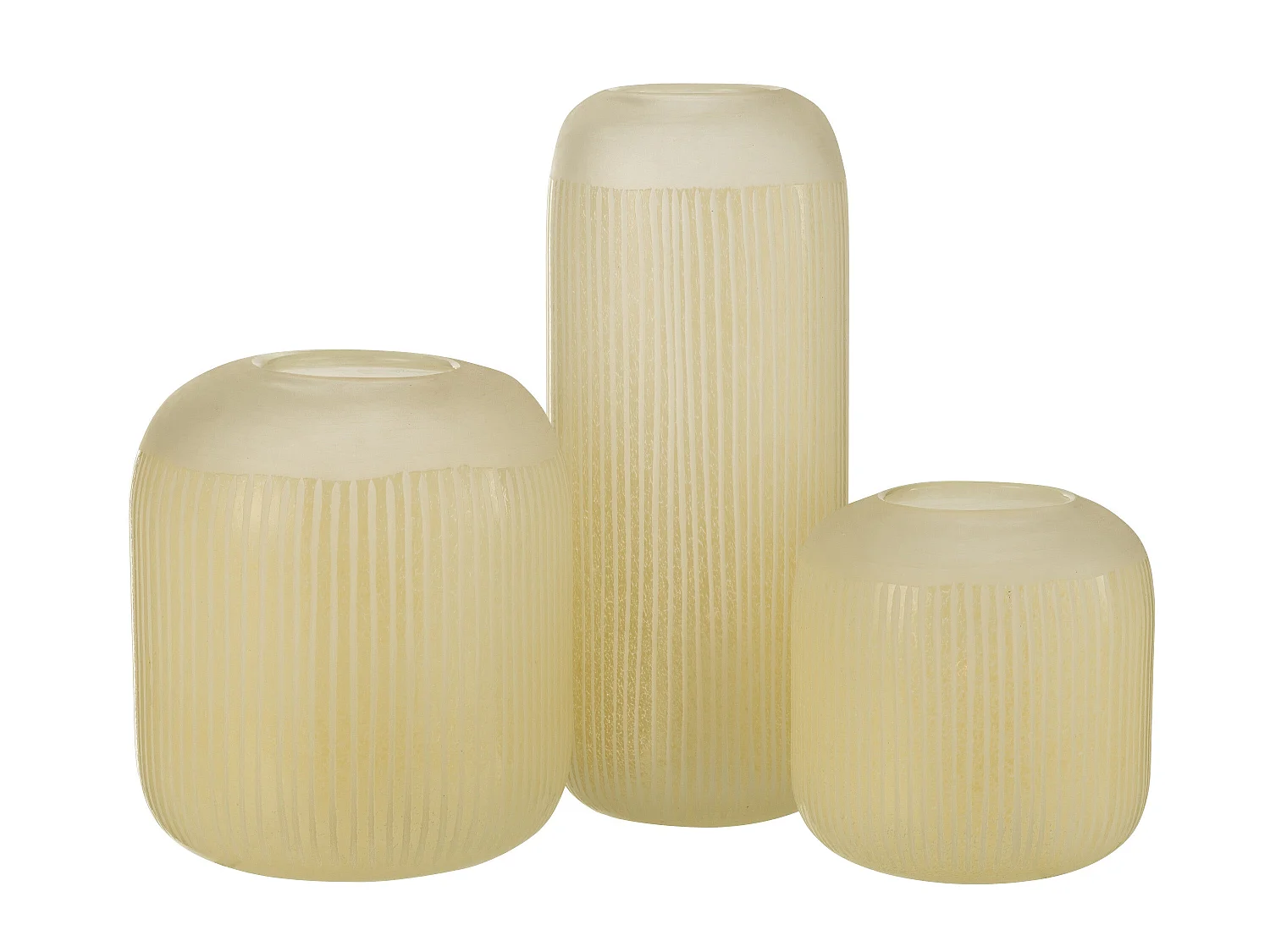 Vase Design en Verre Lignes "Carla" 34cm Jaune Clair