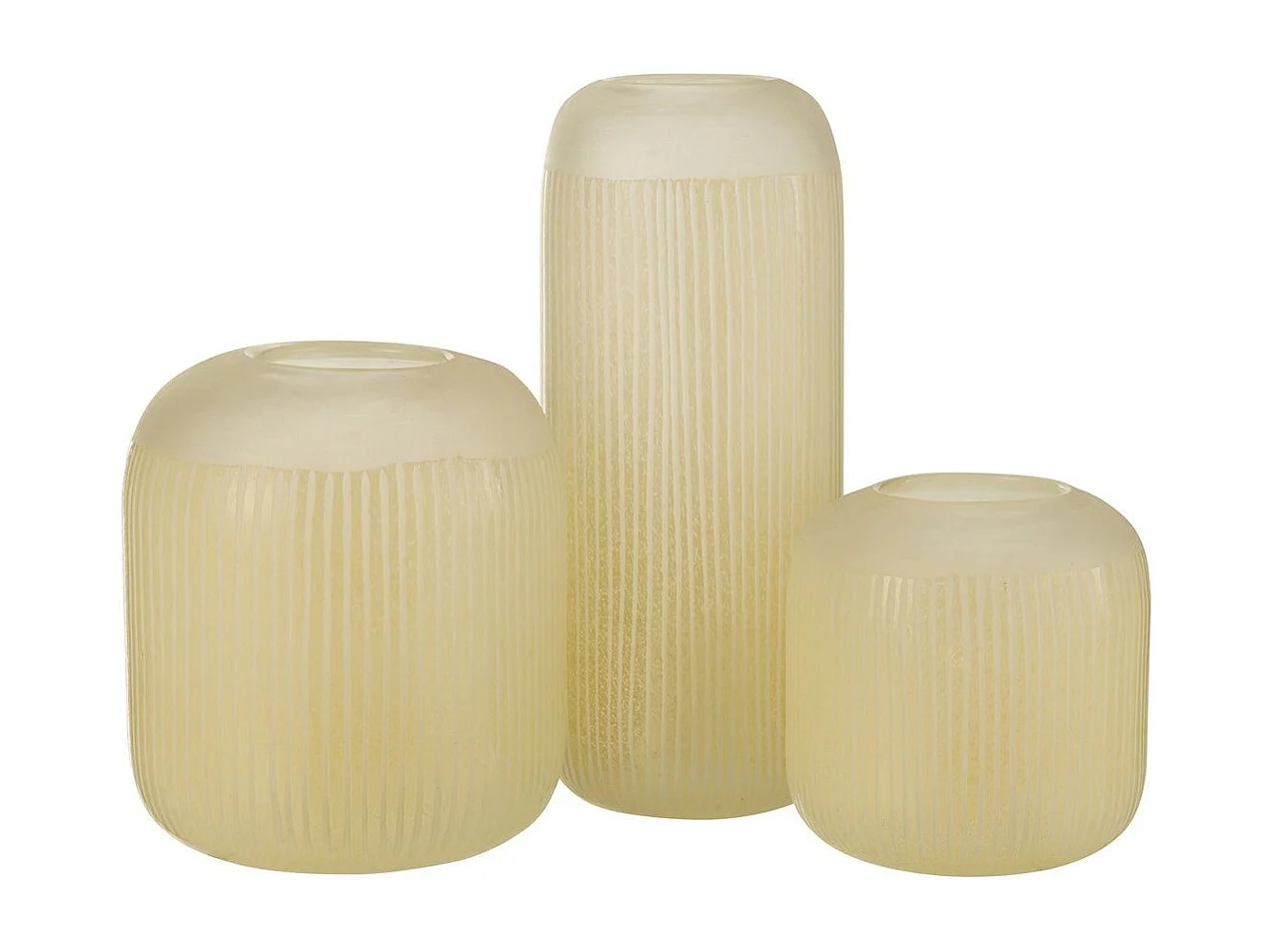 Vase Design en Verre Lignes "Carla" 34cm Jaune Clair