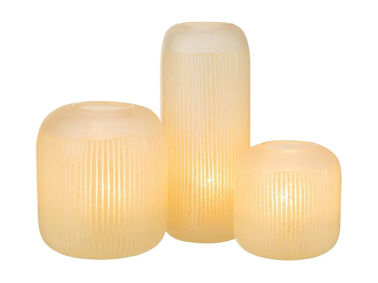 Vase Design en Verre Lignes "Carla" 34cm Jaune Clair