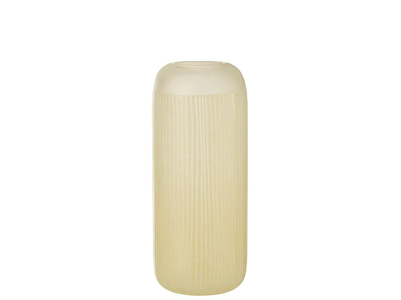 Vase Design en Verre Lignes "Carla" 34cm Jaune Clair