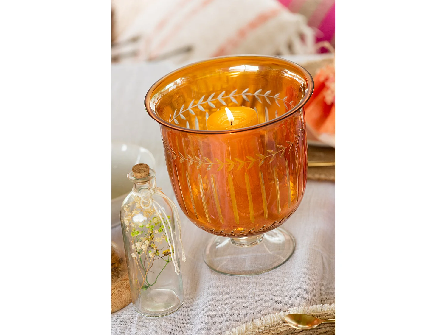 Vase en Verre Tige "Anastasia" 22cm Orange