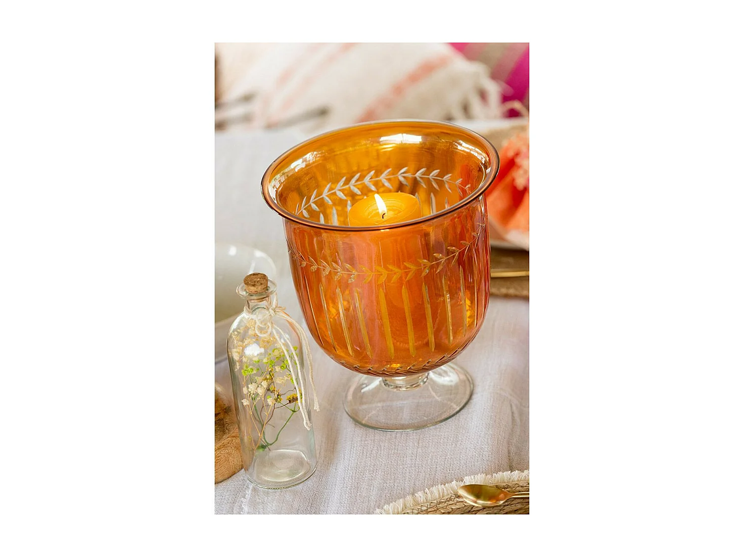 Vase en Verre Tige "Anastasia" 22cm Orange