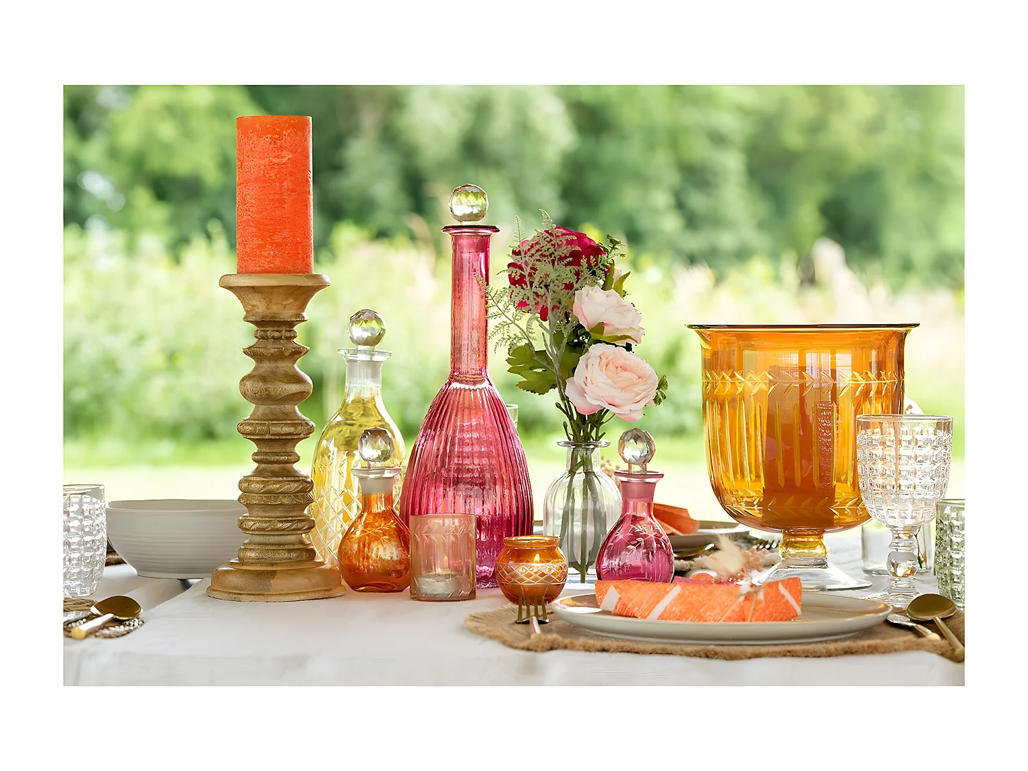 Vase en Verre Tige "Anastasia" 22cm Orange