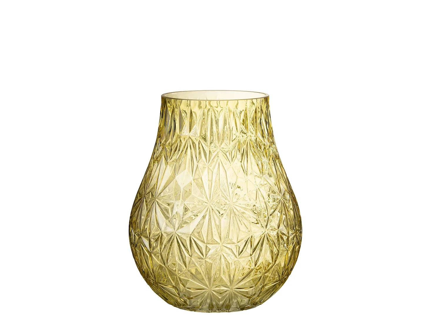 Vase Design en Verre "Diamant" 28cm Jaune