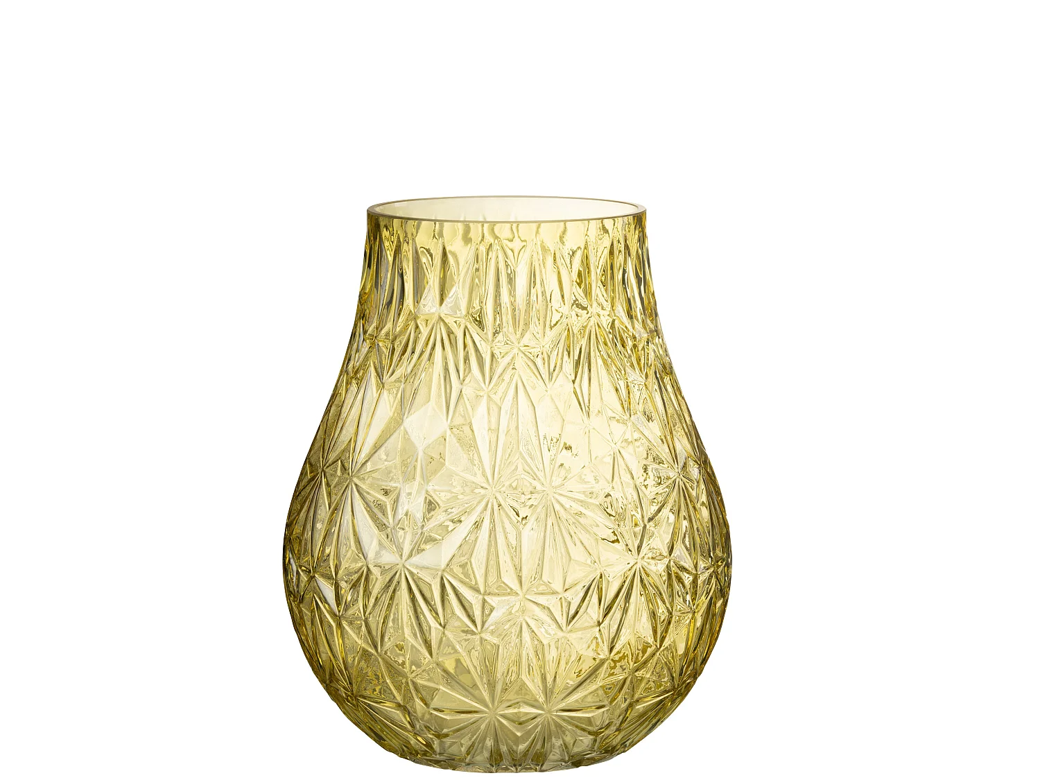 Vase Design en Verre "Diamant" 28cm Jaune