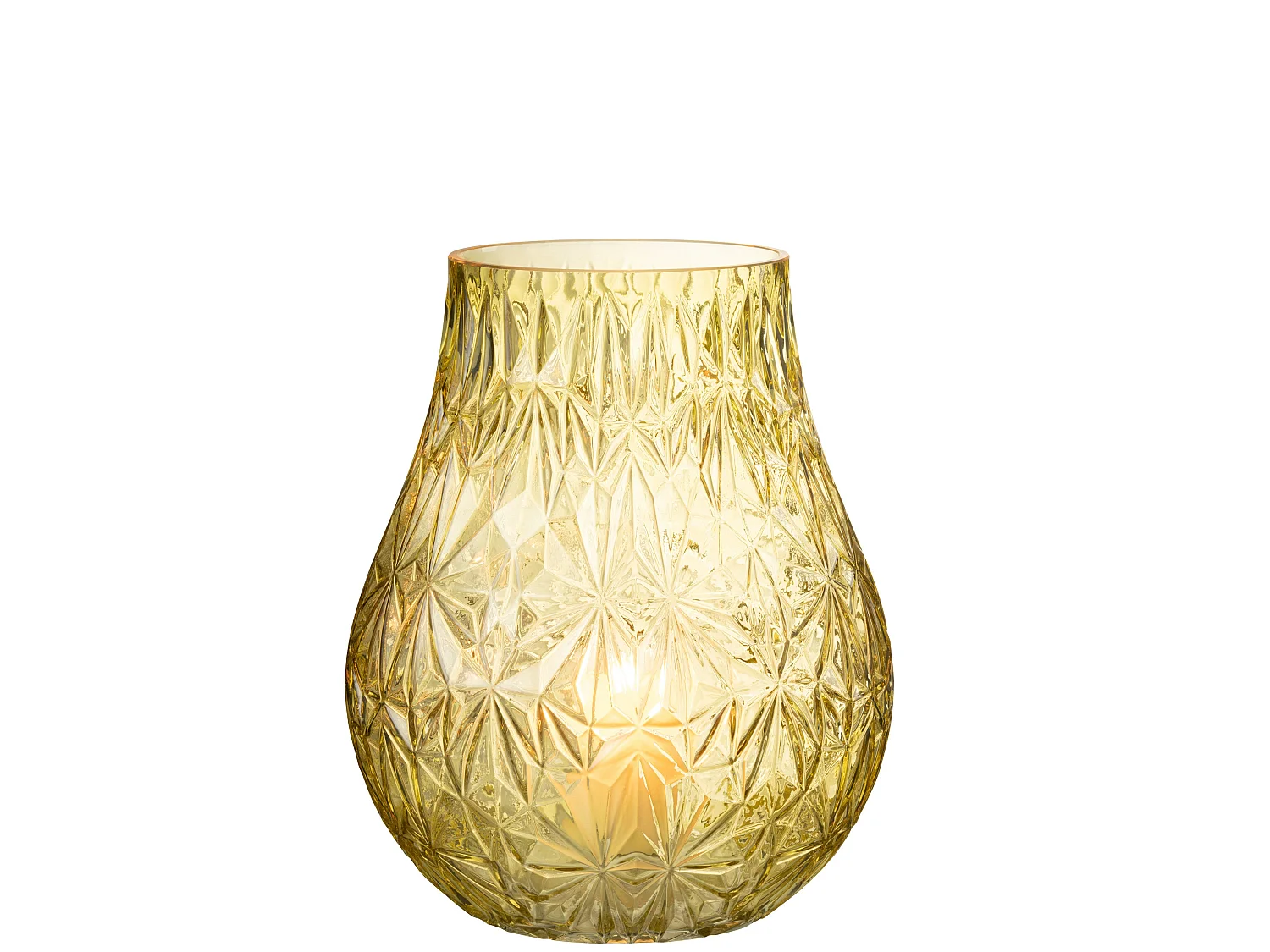 Vase Design en Verre "Diamant" 28cm Jaune