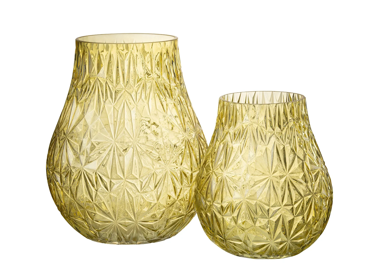 Vase Design en Verre "Diamant" 28cm Jaune