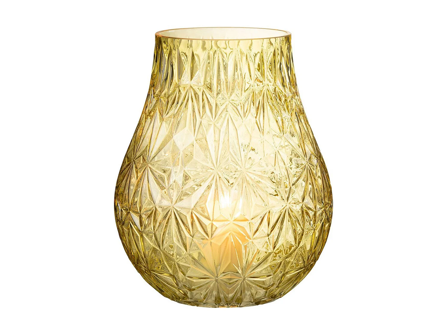 Vase Design en Verre "Diamant" 28cm Jaune
