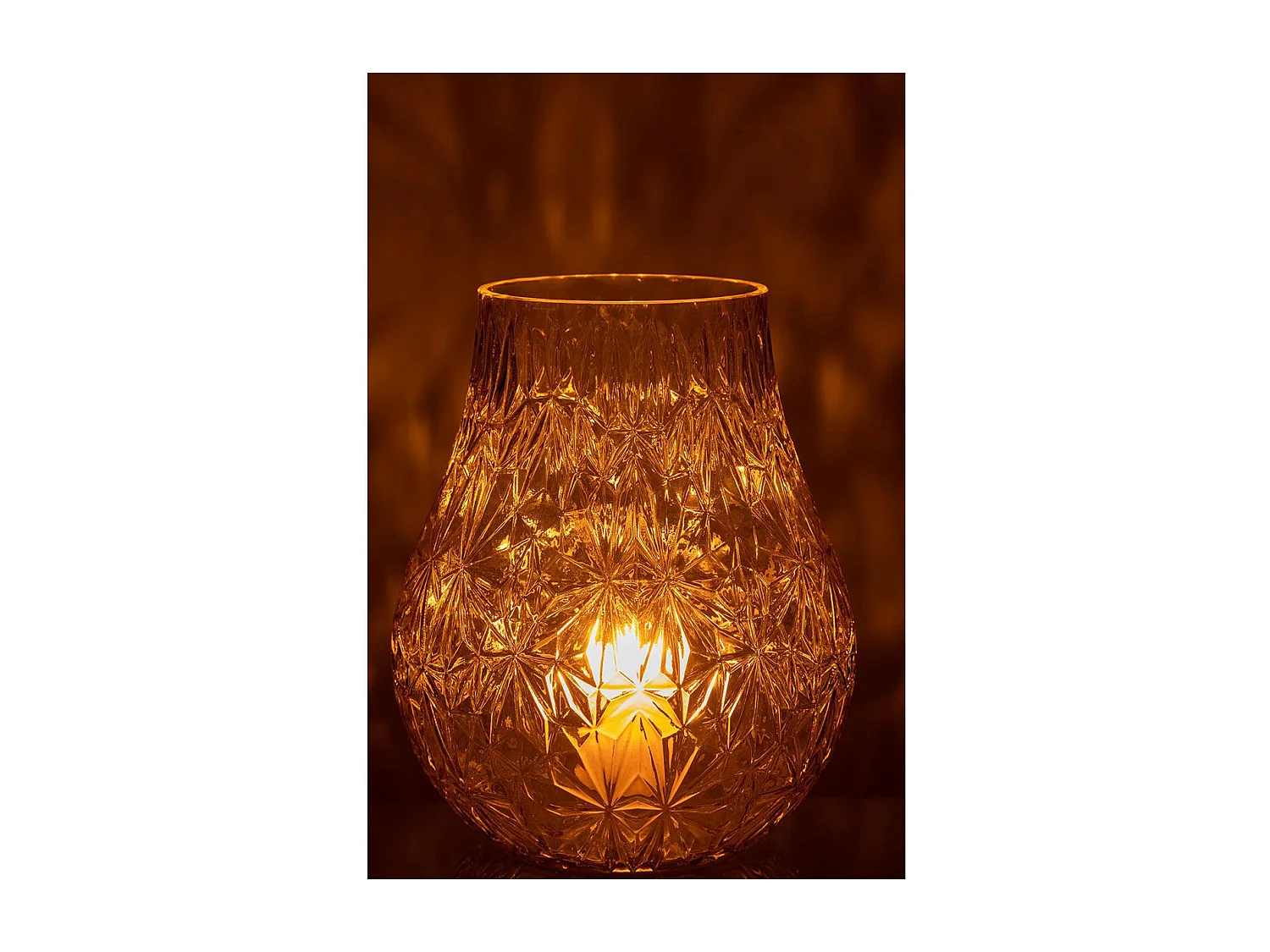 Vase Design en Verre "Diamant" 28cm Jaune
