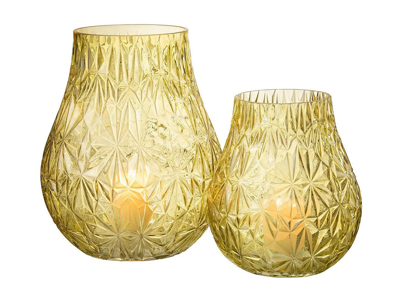Vase Design en Verre "Diamant" 28cm Jaune