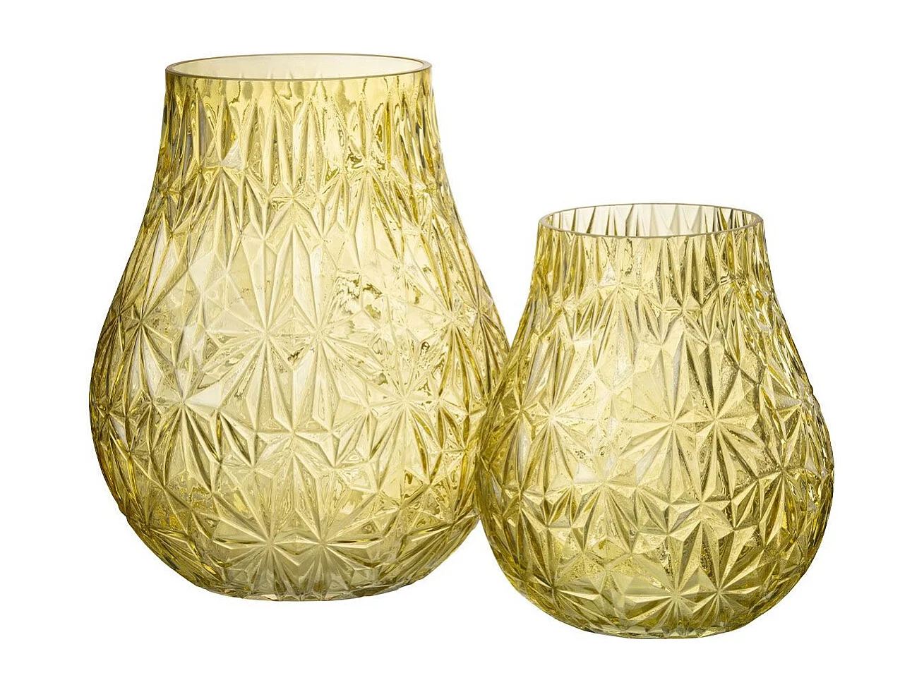 Vase Design en Verre "Diamant" 28cm Jaune