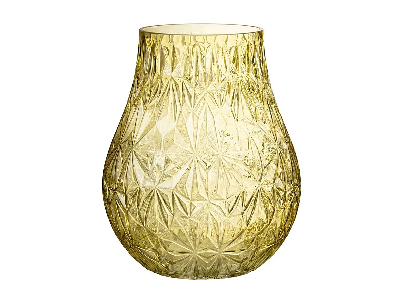 Vase Design en Verre "Diamant" 28cm Jaune