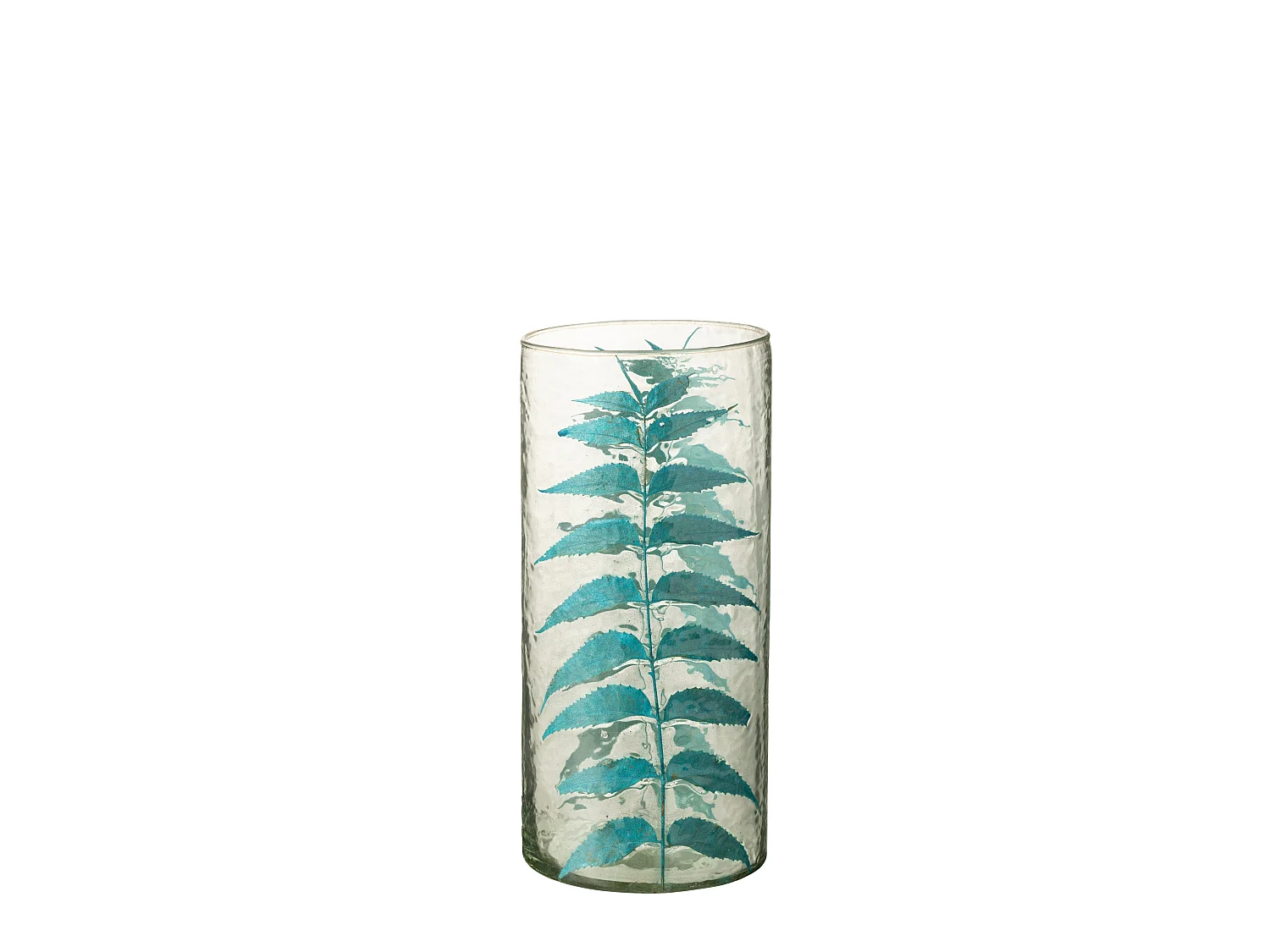 Vase Design en Verre "Feuille" 30cm Bleu