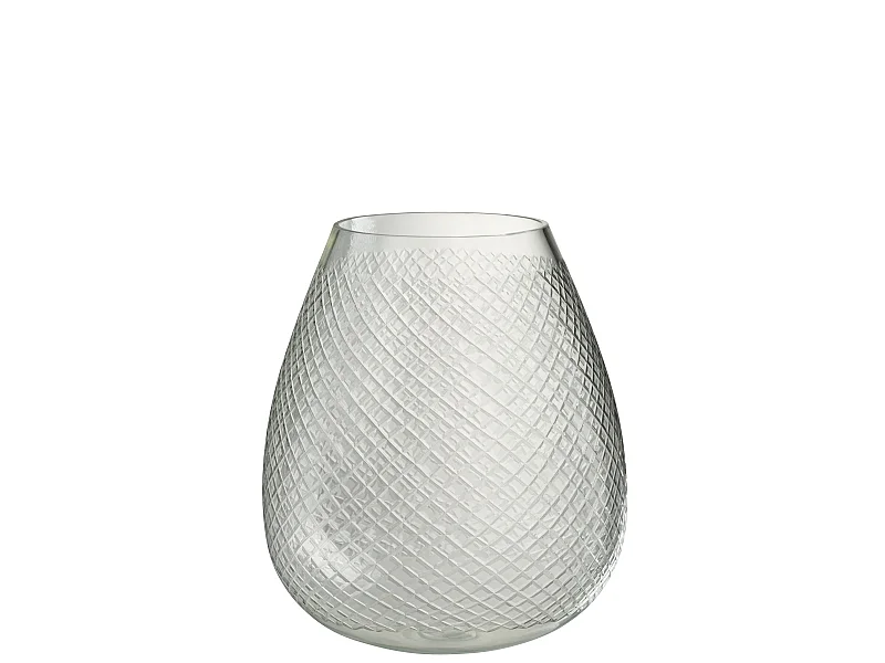 Vase Design en Verre "Carreaux" 31cm Transparent