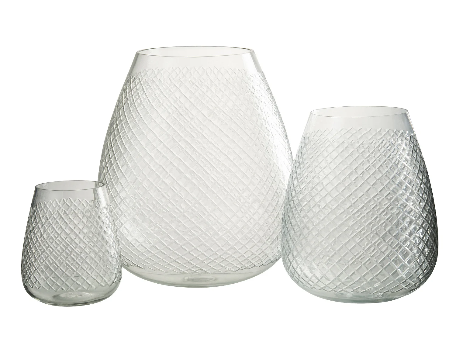 Vase Design en Verre "Carreaux" 31cm Transparent