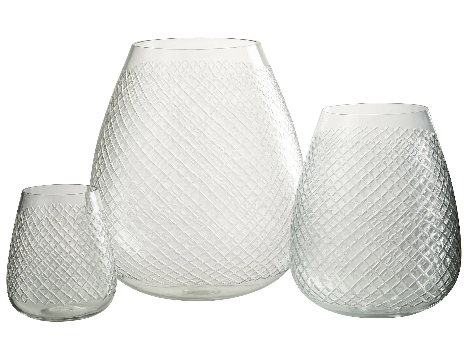 Vase Design en Verre "Carreaux" 31cm Transparent