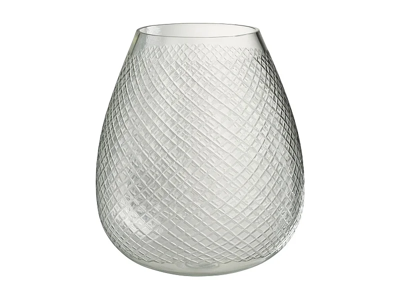 Vase Design en Verre "Carreaux" 31cm Transparent