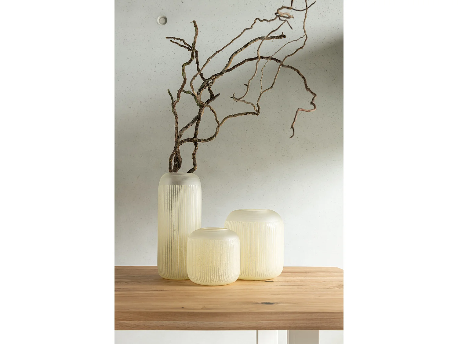 Vase Design en Verre Lignes "Carla" 16cm Jaune Clair