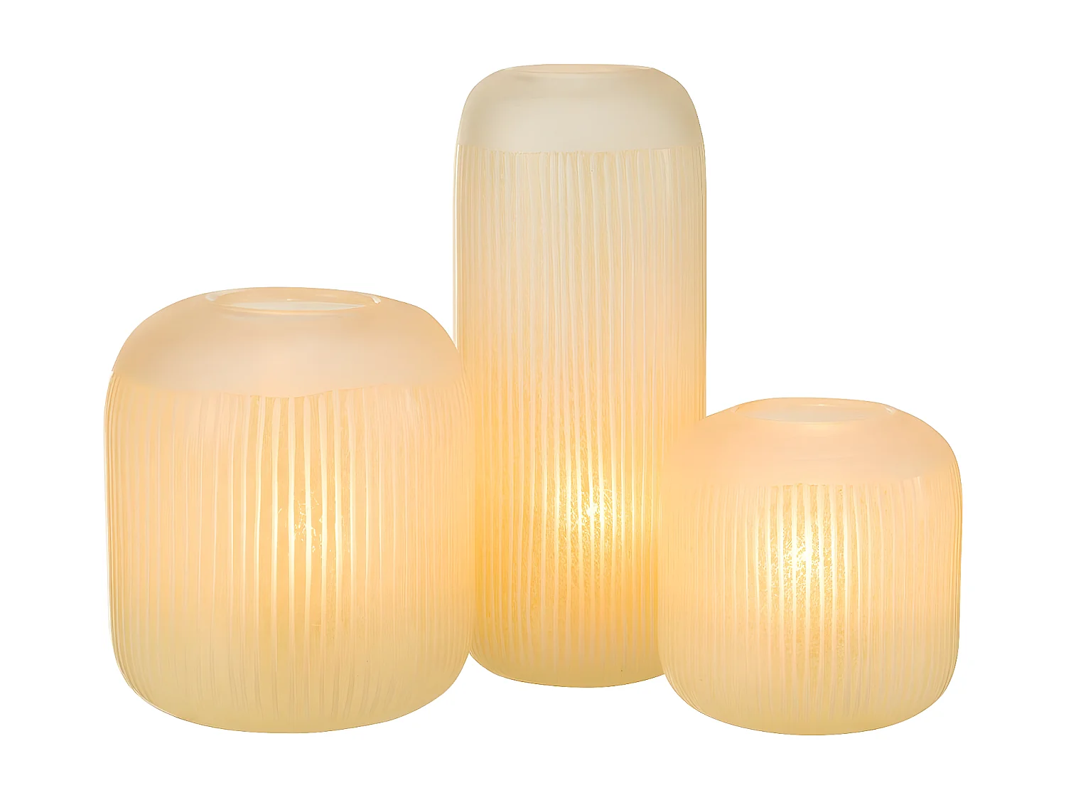 Vase Design en Verre Lignes "Carla" 16cm Jaune Clair