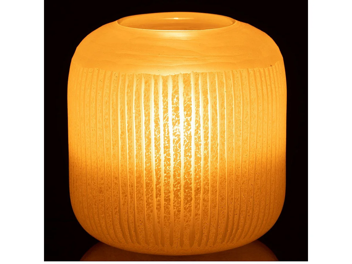 Vase Design en Verre Lignes "Carla" 16cm Jaune Clair