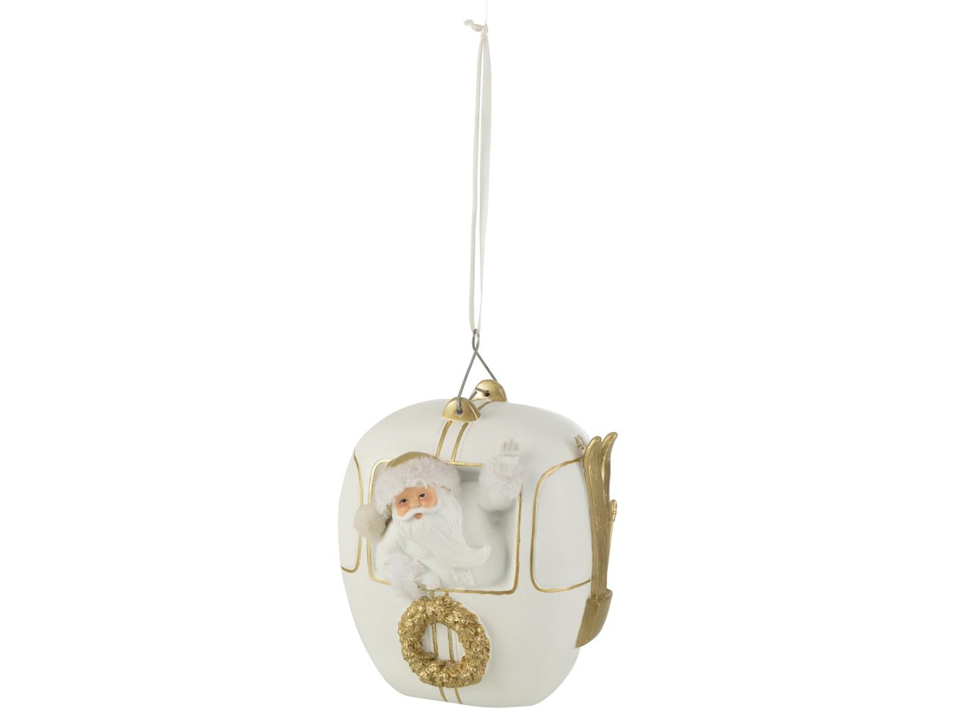 Telepherique pere noel poly blanc/or H. 20,5cm