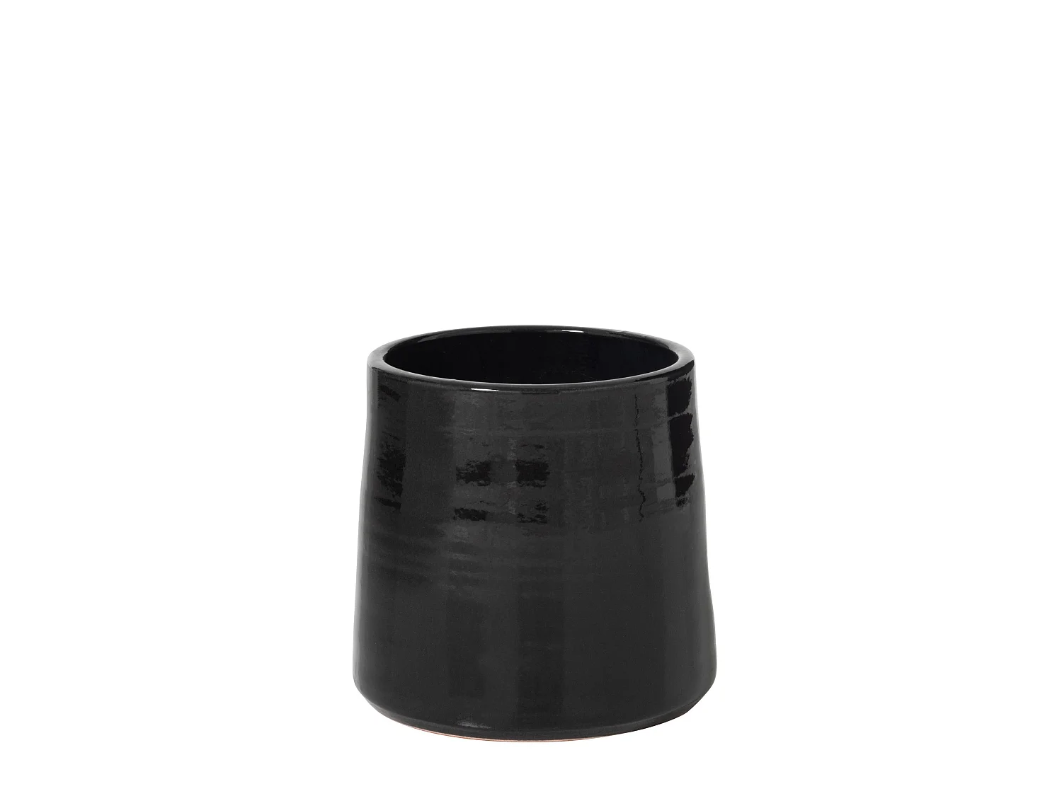 Cache-pot rond céramique noir h. 22 cm