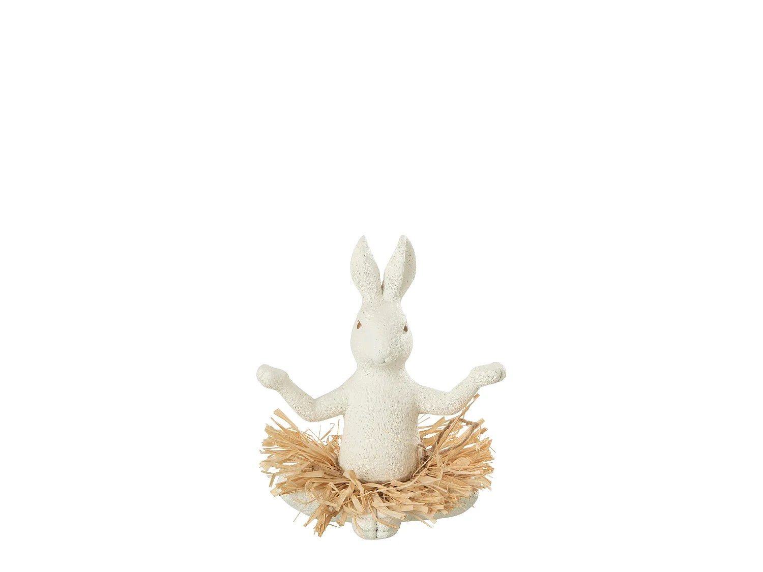 Statuette Déco "Lapin Assis Yoga" 21cm Blanc