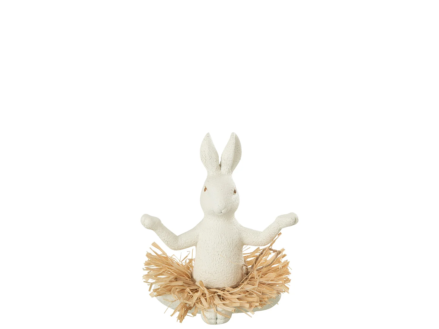 Statuette Déco "Lapin Assis Yoga" 21cm Blanc