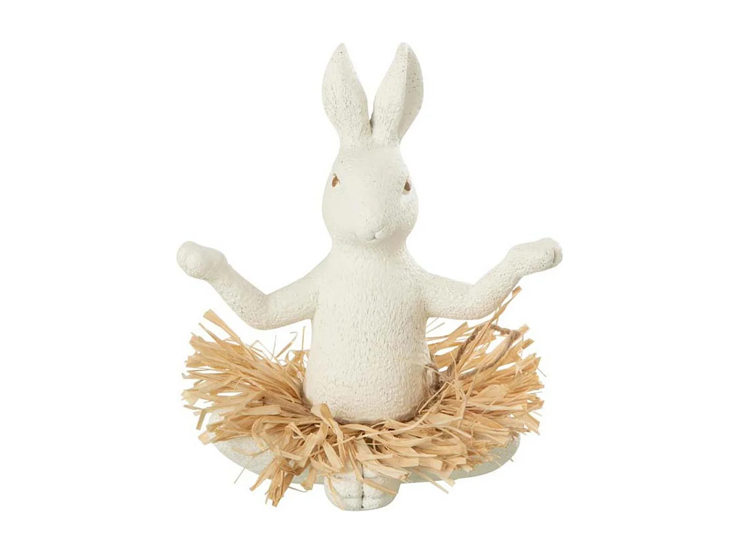 Statuette Déco "Lapin Assis Yoga" 21cm Blanc