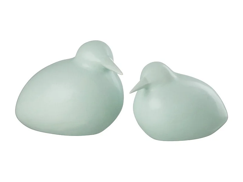 Lot de 2 Statuettes Déco "Oiseaux" 22cm Bleu